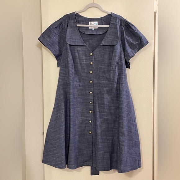 BEA & DOT by MODCLOTH NWOT Field Day Tie Back Dress‎ in Chambray - Picture 3 of 7